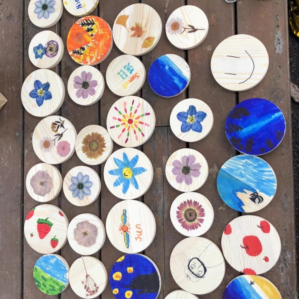 Wooden Keychain Annual Ring DIY Wood Keychain