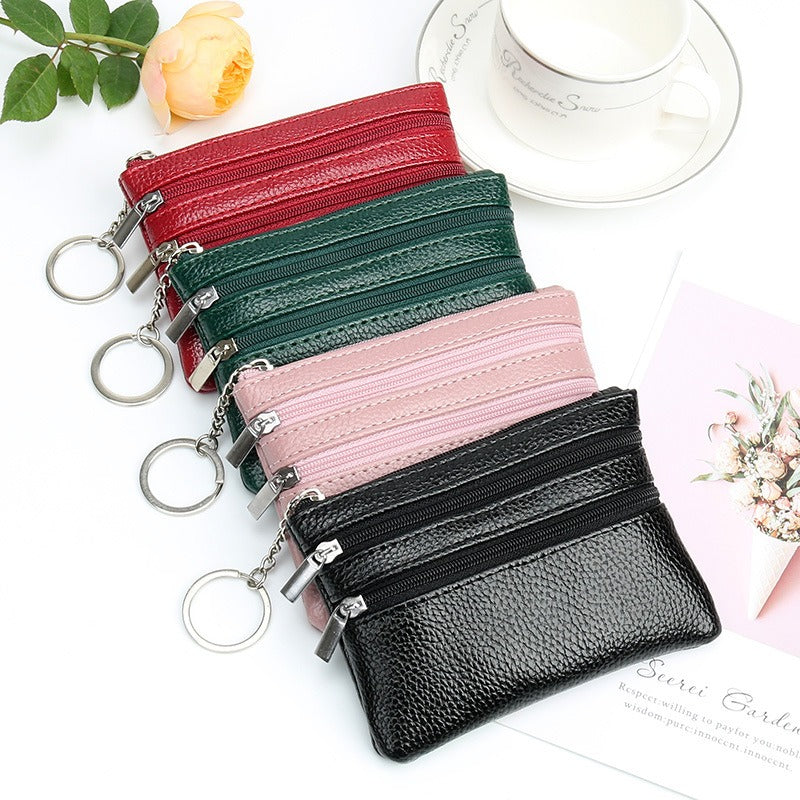 Women's Wallet With Keychain Zipper Small Coin Purse