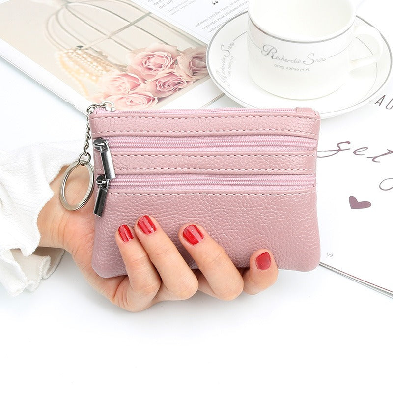 Women's Wallet With Keychain Zipper Small Coin Purse