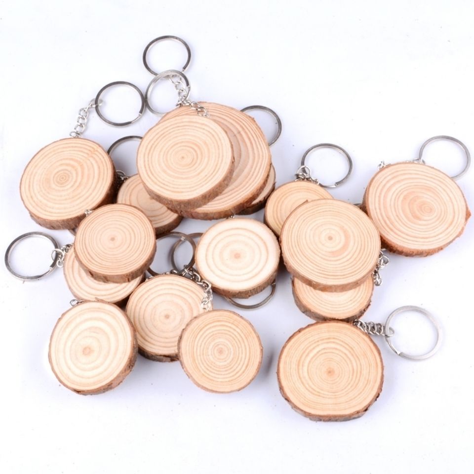 Wooden Keychain Annual Ring DIY Wood Keychain