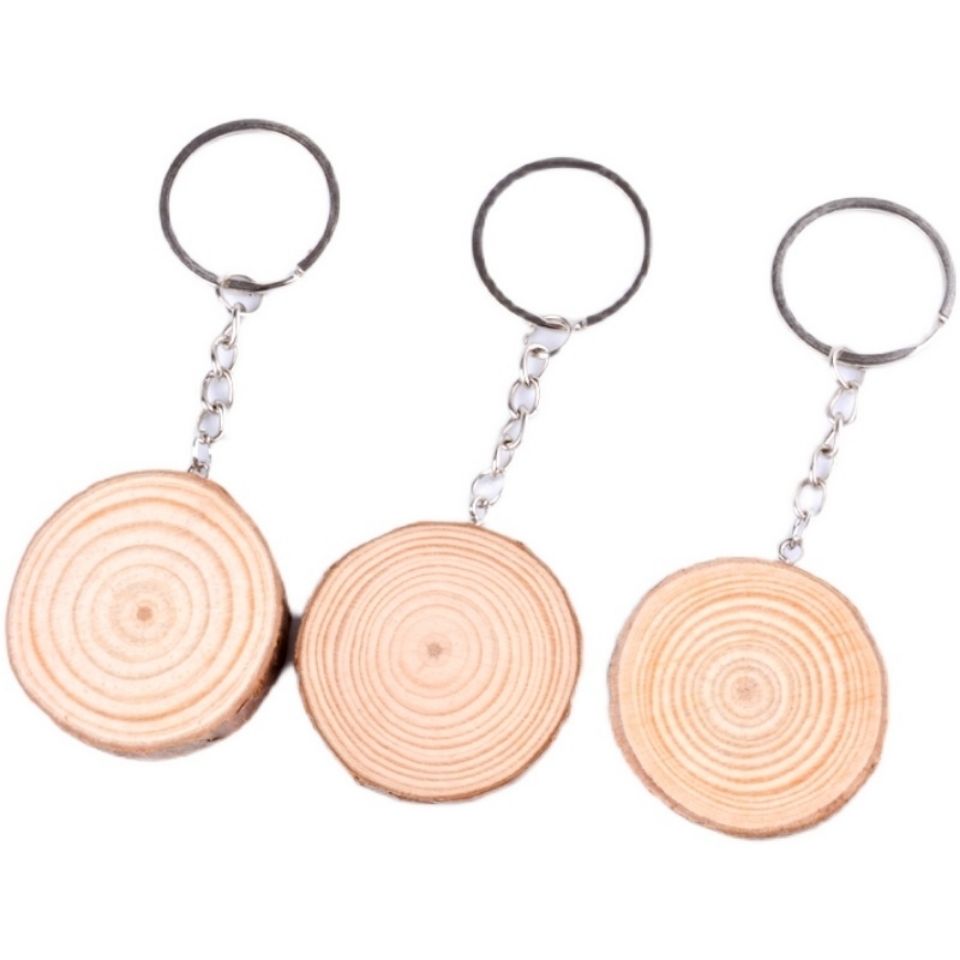Wooden Keychain Annual Ring DIY Wood Keychain
