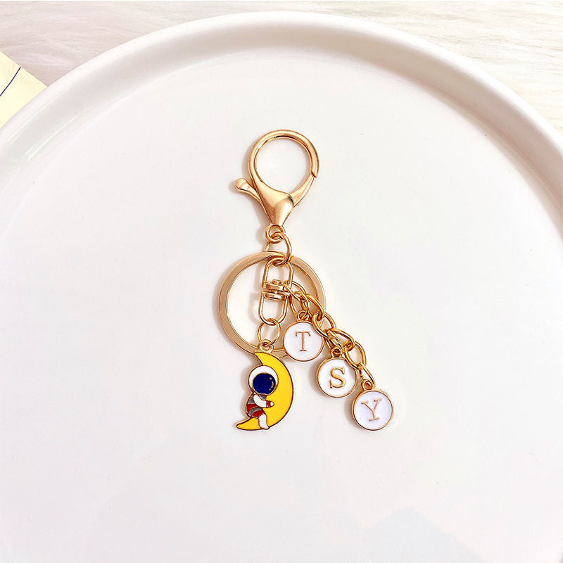 Custom Letter Astronaut Keychain DIY Metal Enamel Keychain โ Pdodo